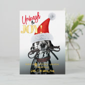 Carte De Vœux En Aluminium Libérez La Joie Custom Christmas Chien Photo (Debout devant)