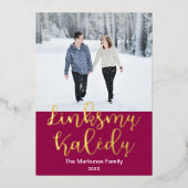 Carte De Vœux En Aluminium Linksmÿ Kalėdÿ, Lituanien Joyeux Noël Elegant (Recto)