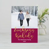 Carte De Vœux En Aluminium Linksmÿ Kalėdÿ, Lituanien Joyeux Noël Elegant (Debout devant)