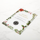 Carte De Vœux En Aluminium Logo d'affaires Noël botanique (Rotation)
