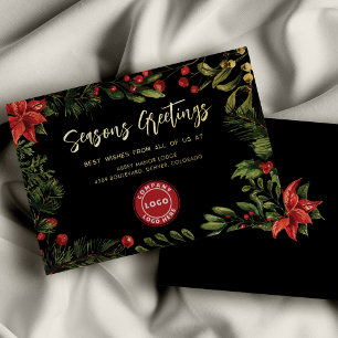 Carte De Vœux En Aluminium Logo d'affaires Noël Fêtes d'entreprise Or d'entre