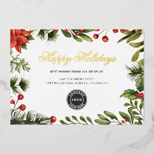 Carte De Vœux En Aluminium Logo de l'entreprise Gold de Noël d'affaires