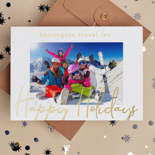 Carte De Vœux En Aluminium Logo du cadre retour Entreprise Gold Joyeux vacanc