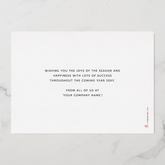Carte De Vœux En Aluminium Logo Entreprise Élégant Marine Bleu Noël Joyeux (Verso)