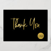 Carte De Vœux En Aluminium Logo personnalisé Gold Black Business Merci (Recto)