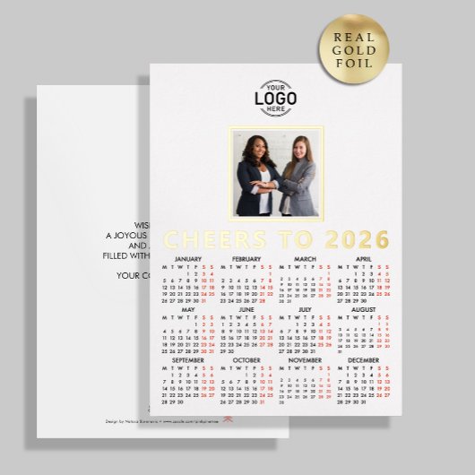 Carte De Vœux En Aluminium Logo Photo Clean White Minimalist Business 2026