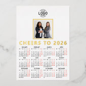 Carte De Vœux En Aluminium Logo Photo Clean White Minimalist Business 2026 (Recto)