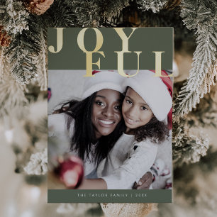 Carte De Vœux En Aluminium LOTTIE Green Foil Photo Simple Joyeux Noël