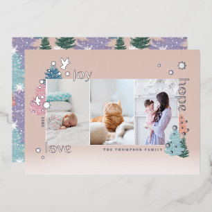 Carte De Vœux En Aluminium Loy Joy Hope Pastel Christmas Tree Forest 3 Photo