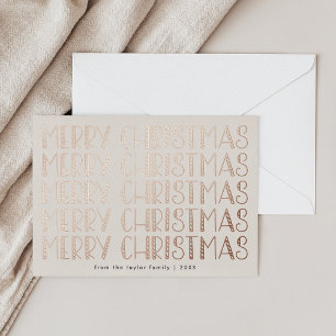 Carte De Vœux En Aluminium LUCY Rose Gold Foil Amusant Famille Joyeux Noël