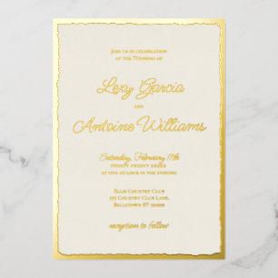 Carte De Vœux En Aluminium Luxe Gold Bold Edge Ecru Faire-part de mariage