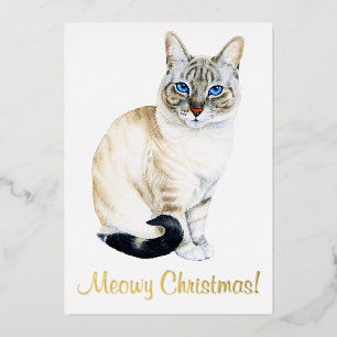 Carte De Vœux En Aluminium Lynx Point Siamese Chat Personnalisé Noël