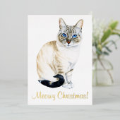 Carte De Vœux En Aluminium Lynx Point Siamese Chat Personnalisé Noël (Debout devant)