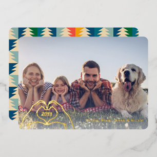 Carte De Vœux En Aluminium Mains de cœur Arbres Rétro Personnalisé Une Photo 