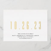 Carte De Vœux En Aluminium Mariage Chic Date Enregistrer La Date Real Foil Ca (Recto)