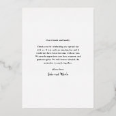 Carte De Vœux En Aluminium Mariage photo Modern Gold Script (Verso)