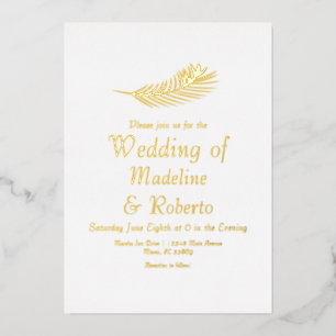 Carte De Vœux En Aluminium Mariage Tropical Feuille de Palmier Mariage Tradit
