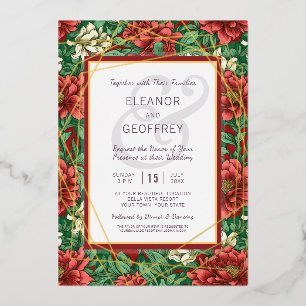 Carte De Vœux En Aluminium Mariage victorien rouge Floral Chintz Vintage