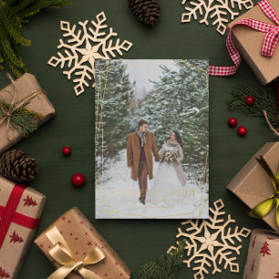 Carte De Vœux En Aluminium Marié & Joyeux   Faire-part Mariage de Noël