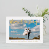 Carte De Vœux En Aluminium Marié & Joyeux Mariage M & Mme Premier Noël (Debout devant)