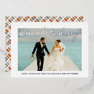 Carte De Vœux En Aluminium Marié & Joyeux Mariage M & Mme Premier Noël