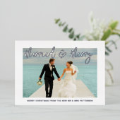Carte De Vœux En Aluminium Marié & Joyeux Mariage M & Mme Premier Noël (Debout devant)