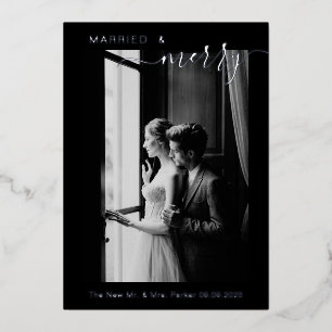 Carte De Vœux En Aluminium Marié moderne & Joyeux Couples 1er Noël