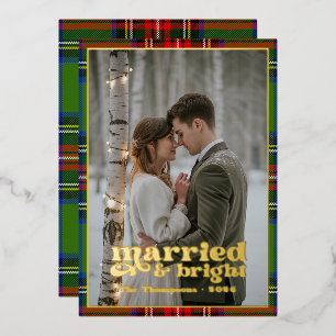 Carte De Vœux En Aluminium Mariés & Lumineux Tartan à carreaux Nouveaux Marié