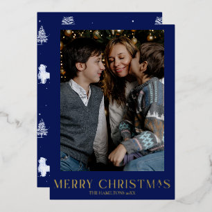 Carte De Vœux En Aluminium Marine Noël Photo Gold Foil Winter Toile