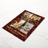 Carte De Vœux En Aluminium Maroon de Noël Pin à huile et Étoile Imprimer (Rotation)