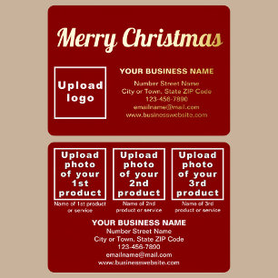 Carte De Vœux En Aluminium Marque rouge d'affaires sur le rectangle de Noël