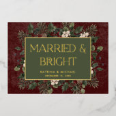Carte De Vœux En Aluminium Married & Bright Winter Berries & Pine Burgundy (Recto)