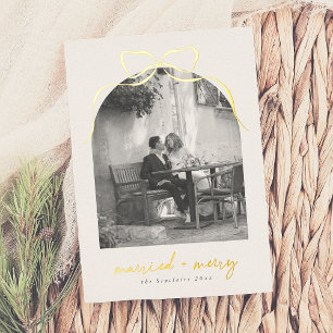 Carte De Vœux En Aluminium Marry & Merry Whimsical Bow Arch Photo Noël