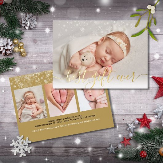 Carte De Vœux En Aluminium Meilleur cadeau Ever 4 Photo Noël Bébé Naissance O