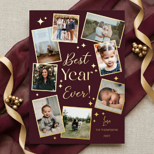 Carte De Vœux En Aluminium Meilleure année ! Collage de 8 albums photo de fam