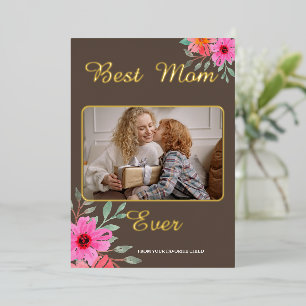 Carte De Vœux En Aluminium Meilleure maman jamais photo Fusion