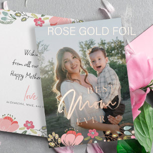 Carte De Vœux En Aluminium Meilleure maman jamais photo personnalisée Fête de