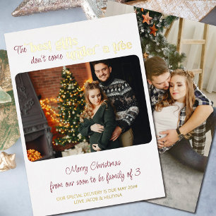 Carte De Vœux En Aluminium Meilleurs Cadeaux Famille de 3 Noël Grossesse 2 Ph