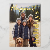 Carte De Vœux En Aluminium Meilleurs Vœux Navy Plaid Tartan 1 Photo Moderne (Recto)