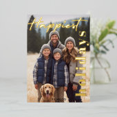 Carte De Vœux En Aluminium Meilleurs Vœux Navy Plaid Tartan 1 Photo Moderne (Debout devant)