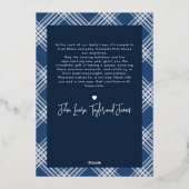 Carte De Vœux En Aluminium Meilleurs Vœux Navy Plaid Tartan 1 Photo Moderne (Verso)