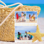 Carte De Vœux En Aluminium Mele Kalikimaka Beach Famille Photo Collage Gold<br><div class="desc">Chic personnalisable plage famille photo collage feuille d'or carte de Noël avec vos photos tropicales préférées au soleil. Ajoutez 3 de vos souvenirs préférés de vos vacances sur l'île à la côte à l'avant et un à l'arrière. Une belle carte de vacances côtière avec un plan de photo propre et...</div>