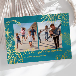 Carte De Vœux En Aluminium Mele Kalikimaka Collage Photo de Noël