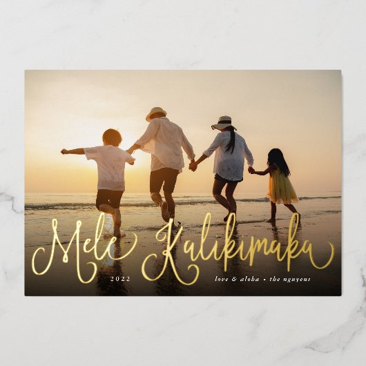 Carte De Vœux En Aluminium Mele Kalikimaka | Hawaii Photo (Recto)