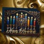 Carte De Vœux En Aluminium Menorah Vintage traditionnelle Joyeux Hanoukka<br><div class="desc">Menorah Vintage traditionnelle Joyeux Hanoukka</div>