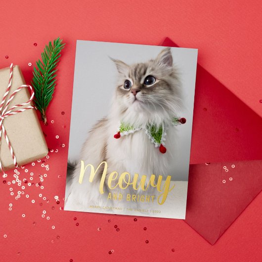 Carte De Vœux En Aluminium Meowy et Bright in Gold