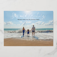 Mer en feuille d'argent et salutations Plage Noël