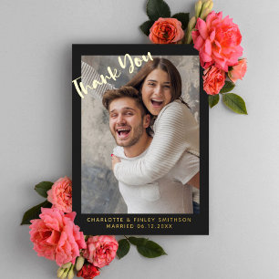 Carte De Vœux En Aluminium Merci de mariage personnalisé minimal et moderne