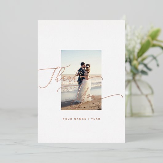 Carte De Vœux En Aluminium Merci Mariage Élégante calligraphie (Debout devant)