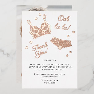 Carte De Vœux En Aluminium Merci photo de la Fête des mariées de la Lingerie